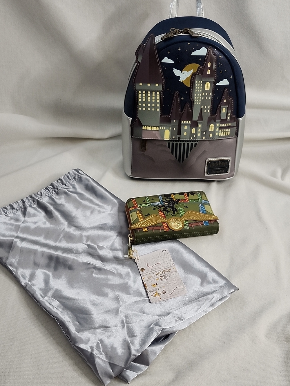 Loungefly Hogwarts Castle Mini Backpack and Golden Snitch Zip Wallet